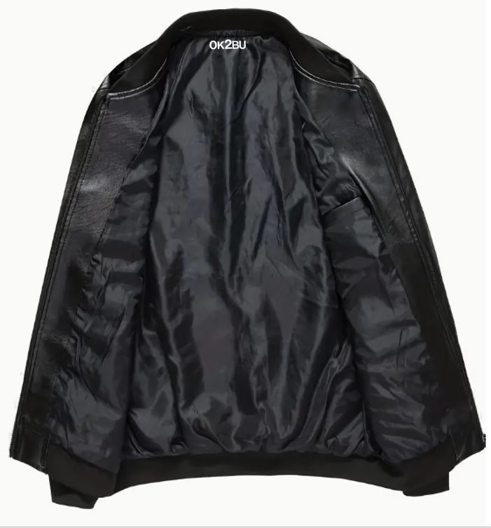 OK2BU Men's Classic PU Faux Leather Jacket