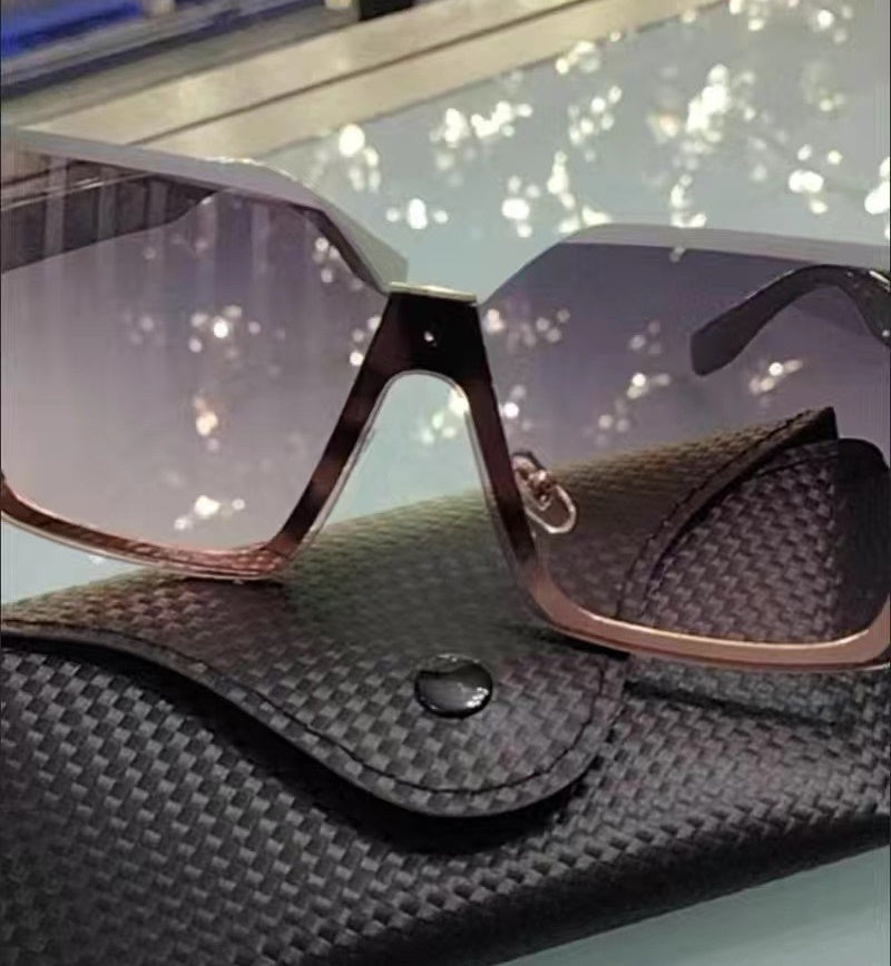 OK2BME Large Semi Rimless Fashion Sunglasses Gradient Lens
