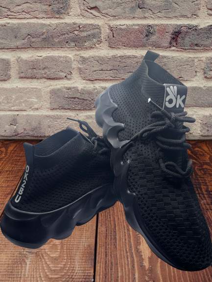OK2BU High Top Breathable Black Sneakers