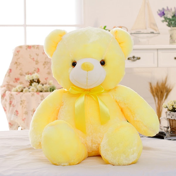 50cm Creative Light Up LED Teddy Bear Stuffed Animals Plush Toy Colorful Glowing Christmas Gift for Kids Pillow