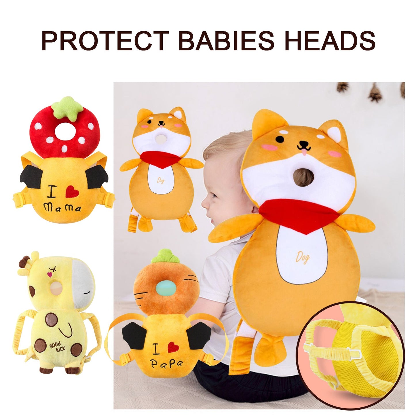Animal Shape Baby Head Protector Backpack Pillow