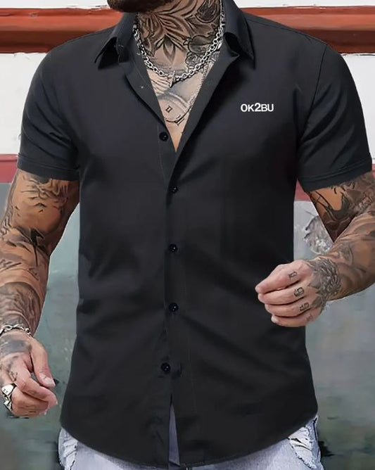 OK2BU Men's Casual Classic Lapel Button Up Shirt