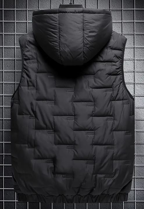 OK2BU Men's Casual Black Hooded Padded Sleeveless Vest
