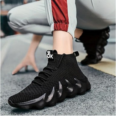 OK2BU High Top Breathable Black Sneakers