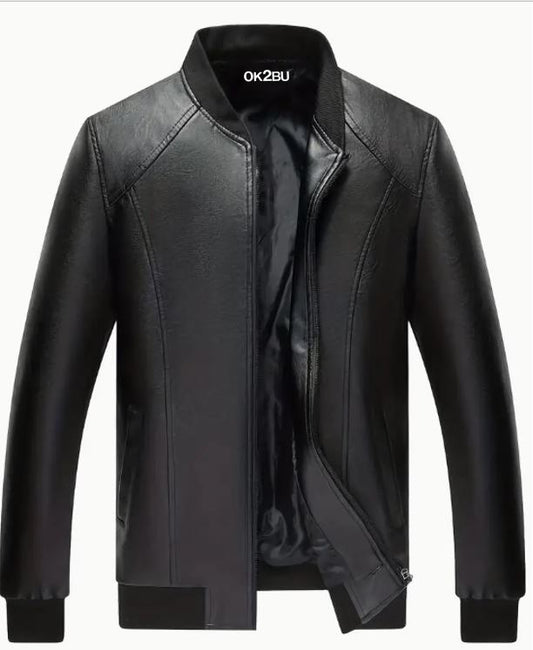 OK2BU Men's Classic PU Faux Leather Jacket