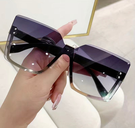 OK2BME Large Semi Rimless Fashion Sunglasses Gradient Lens