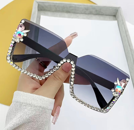 OK2BME Festival Bling Rhinestone Square Sunglasses Trendy Gradient Crystal Rave