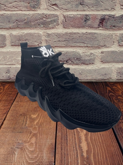 OK2BU High Top Breathable Black Sneakers