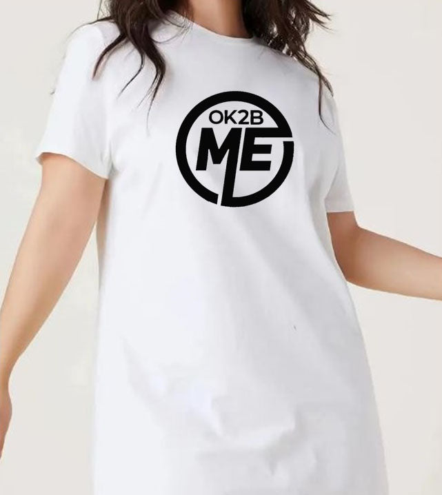 OK2BME Women's Plus Solid Round Neck Short Sleeve Comfort Tee Dress