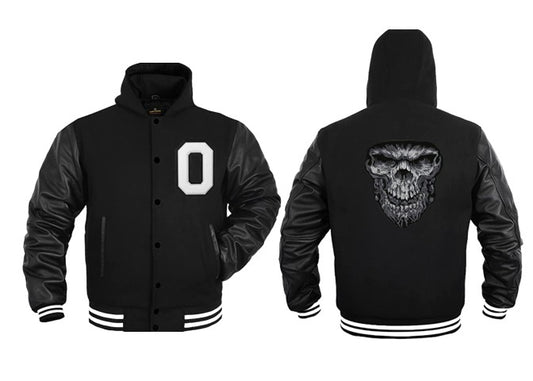 OK2BU Black Varsity Jacket w/Leather Sleeves