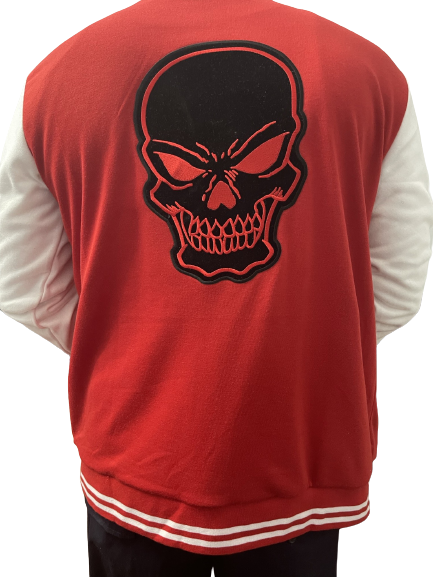 OK2BU Red and White Varsity Jacket